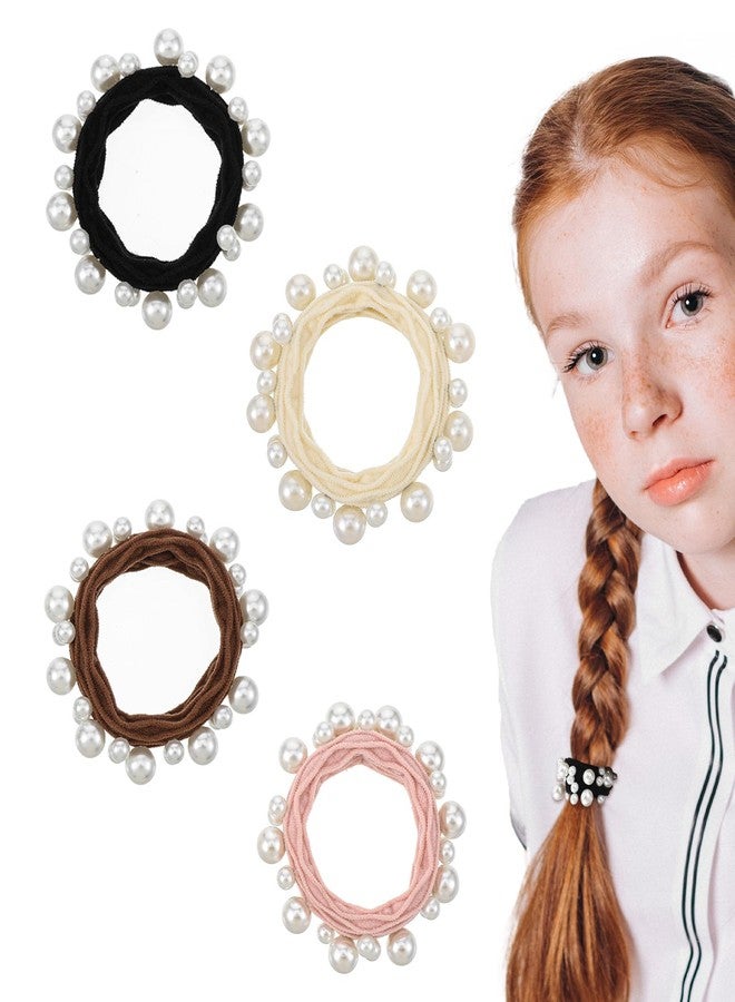 Thrymme 4 Pcs Pearl Ponytail Holder, 1.97 Inch Elastic Pearl Hair Tie Elegant Decorative Ponytail Accessories for Women & Girls (4 Colors) - Image 1